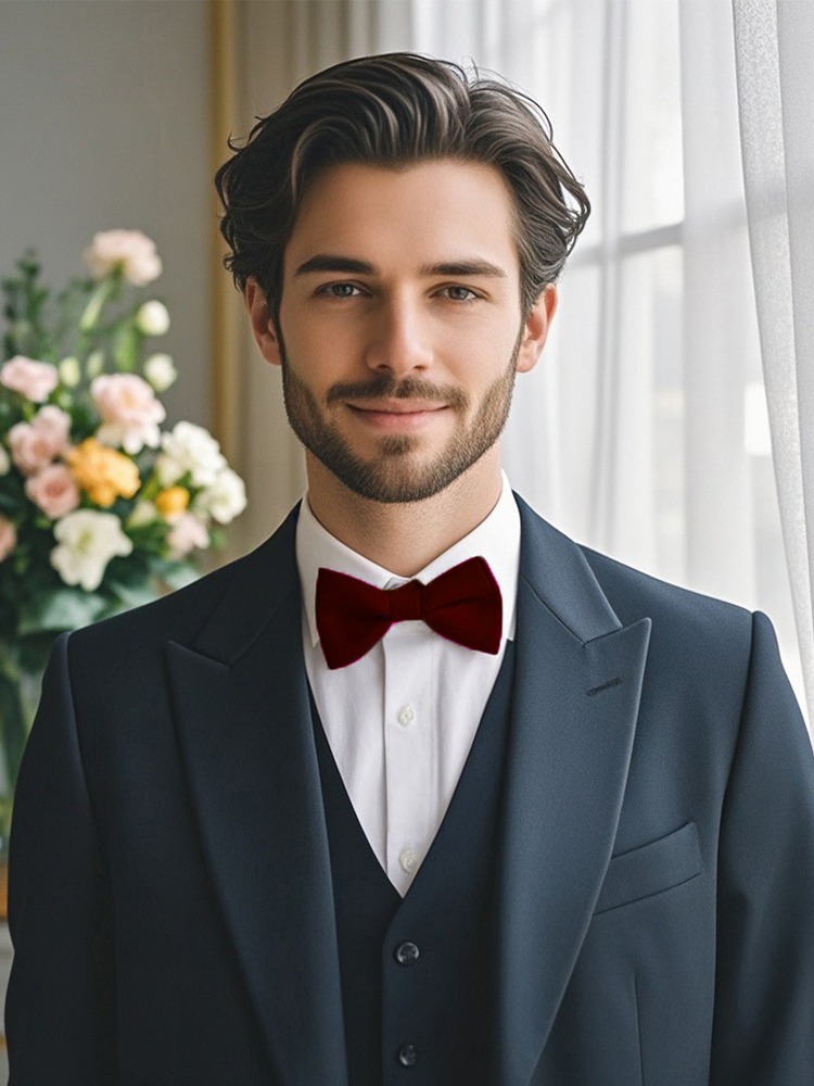 burgundy bow tie