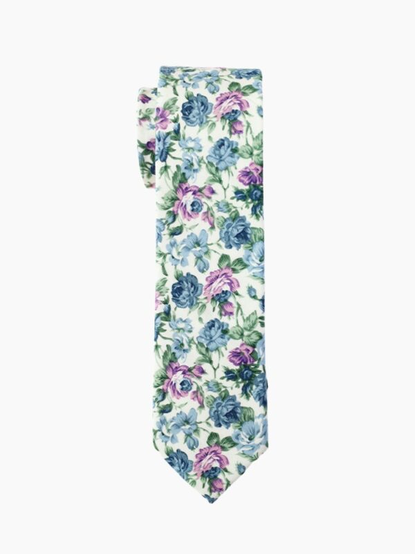 DUSTY BLUE FLORAL TIE SUIT