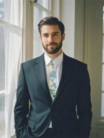 PURPLE TONE LEAF NECKTIE SUIT