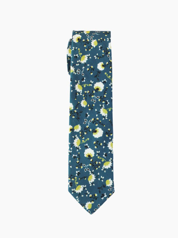 STEEL BLUE  FLORAL TIE SUIT