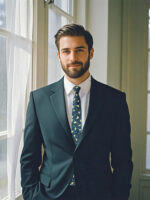 STEEL BLUE  FLORAL TIE SUIT