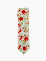 RED CIRCULAR  MOTIFS AND GREEN ACCENTS TIE SUIT