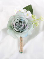 Ombre Blue Rose Brooch and Pearl Bracelet Set