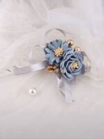 Light Blue Floral Brooch and Wrist Corsage Set
