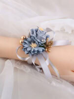 Light Blue Floral Brooch and Wrist Corsage Set