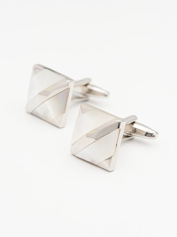 GEOMETRIC SILVER SHINE CUFFLINKS