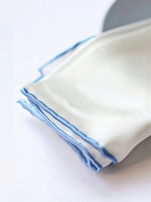 ICE BLUE ROLLED SILK POCKET SQUARE