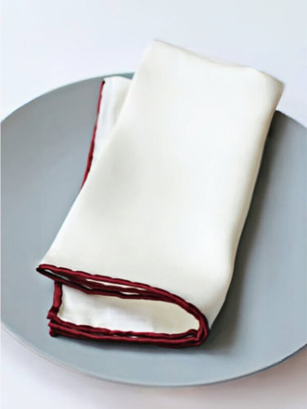 WINE ROLLED SILK POCKET SQUARE