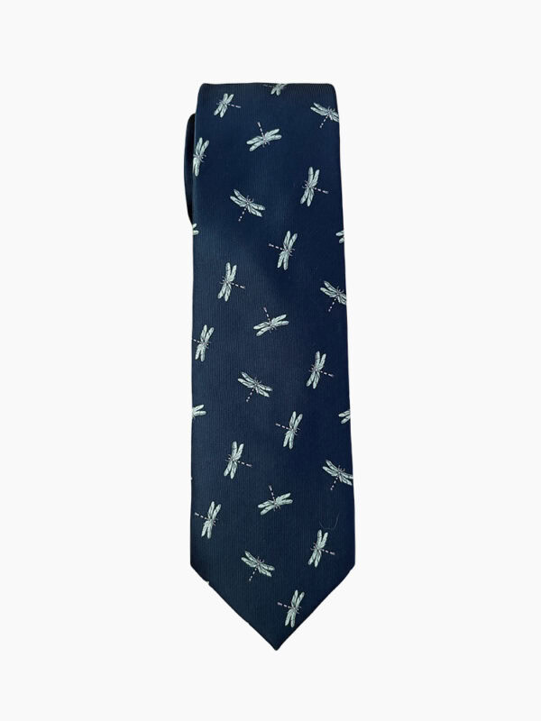NAVY BLUE-BASED DRAGONFLY PATTERN TIE