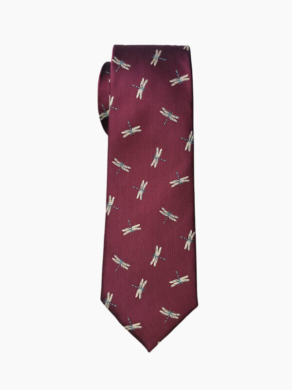 NAVY BLUE-BASED DRAGONFLY PATTERN TIE