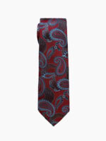 RED-BASED BLUE PAISLEY PATTERN TIE