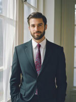 RED-BASED BLUE PAISLEY PATTERN TIE