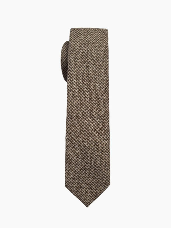 DARK BROWN HOUNDSTOOTH WOOL TIE