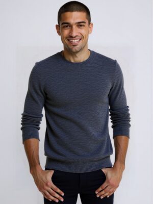 Men's Wool - Blend Crew Neck Sweater | Model Showcase