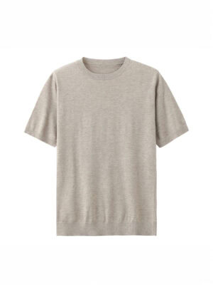 MEN'S LIGHT BEIGE KNIT CREW - NECK SHORT - SLEEVE TEE
