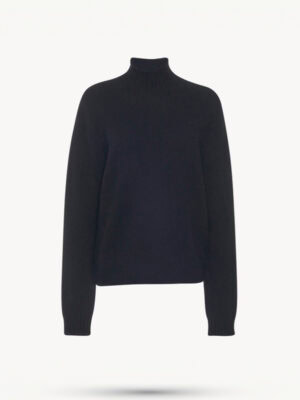 Black Luxe Wool Bleed Sweater High Neck