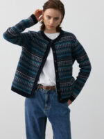 FAIR ISLE PATTERED WOOL BLEND CARDIGAN
