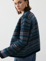 FAIR ISLE PATTERED WOOL BLEND CARDIGAN