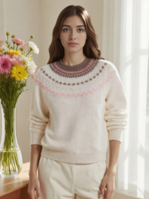 100% PURE CASHMERE FAIR ISLE SWEATER