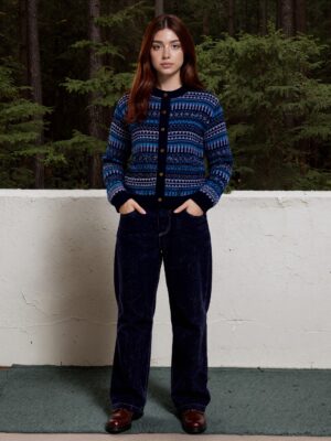 FAIR ISLE PATTERED WOOL BLEND CARDIGAN