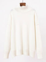 HIGH - NECK KNIT SWEATER IN BLACK, WHITE & CHAMPAGNE