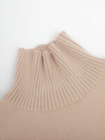 HIGH - NECK KNIT SWEATER IN BLACK, WHITE & CHAMPAGNE