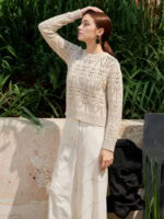 CHAMPAGNE CASHMERE OPEN - KNIT SWEATER