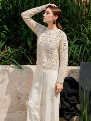 Champagne Cashmere Open - Knit Sweater Outfit