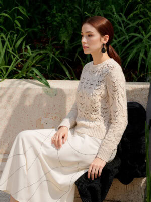 CHAMPAGNE CASHMERE OPEN - KNIT SWEATER