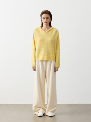 100% CASHMERE HOODED SWEATER | DARK GREY, WHITE, SUNFLOWER YELLOW
