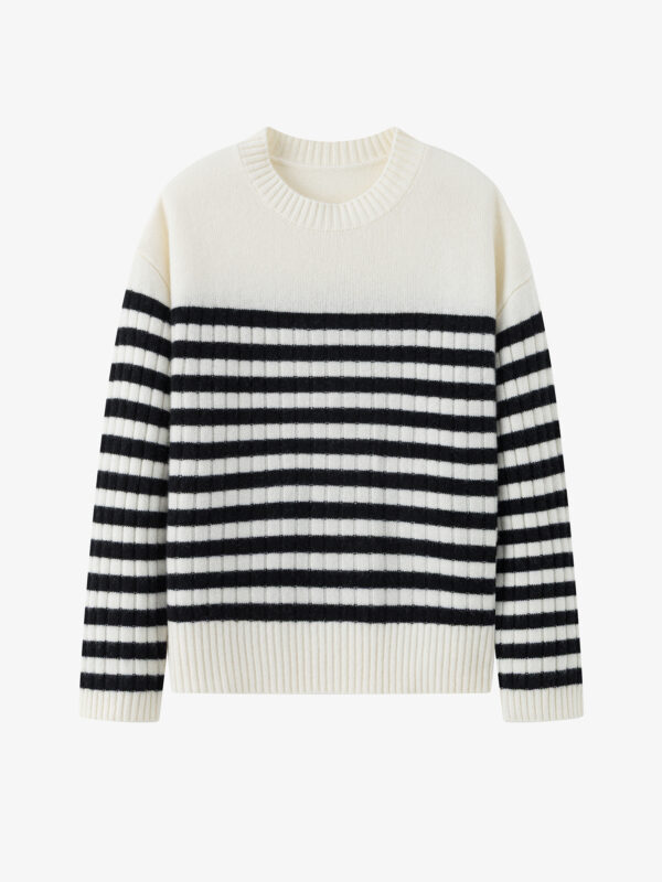 100% PURE CASHMERE STRIPED LUXURY SWEATER