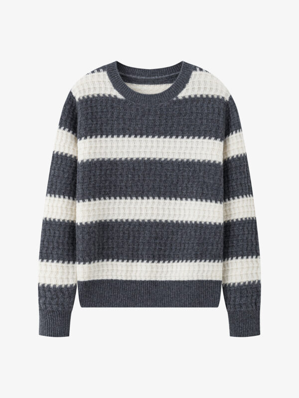 Textured Striped 100% Cashmere Crew Neck Sweaters (3 Styles)