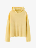 100% CASHMERE HOODED SWEATER | DARK GREY, WHITE, SUNFLOWER YELLOW