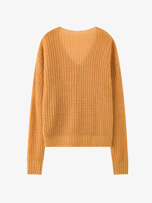 OVERSIZE 100% CASHMERE CABLE-KNIT SWEATER | VIBRANT ORANGE & CHARCOAL GREY & SOFT IVORY