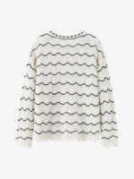 OVERSIZE IVORY BLACK WAVE OPENWORK CASHMERE SWEATER