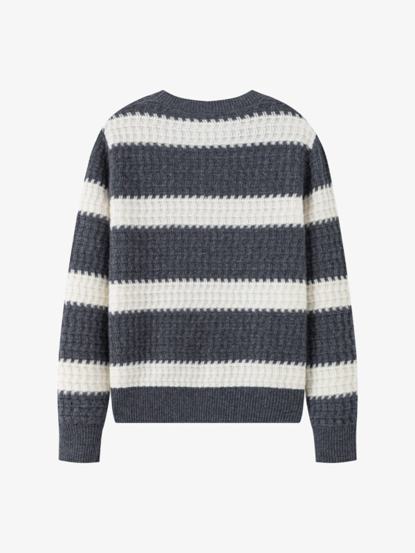 Textured Striped 100% Cashmere Crew Neck Sweaters (3 Styles)