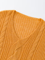 OVERSIZE 100% CASHMERE CABLE-KNIT SWEATER | VIBRANT ORANGE & CHARCOAL GREY & SOFT IVORY