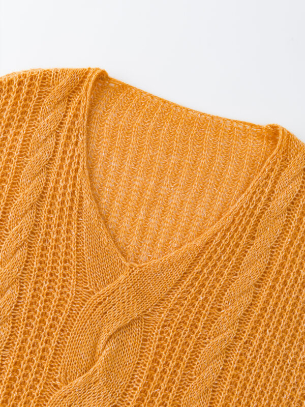 OVERSIZE 100% CASHMERE CABLE-KNIT SWEATER | VIBRANT ORANGE & CHARCOAL GREY & SOFT IVORY