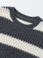 Textured Striped 100% Cashmere Crew Neck Sweaters (3 Styles)