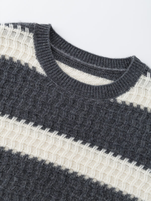 Textured Striped 100% Cashmere Crew Neck Sweaters (3 Styles)