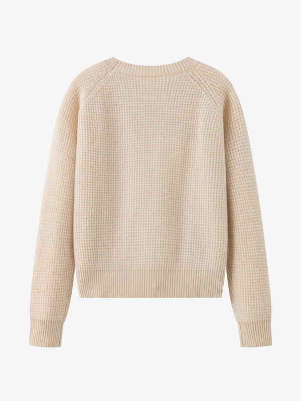 100% PURE CASHMERE CREW NECK SWEATER - BEIGE & CAMEL