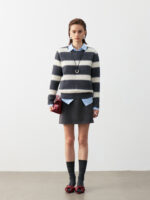 Textured Striped 100% Cashmere Crew Neck Sweaters (3 Styles)