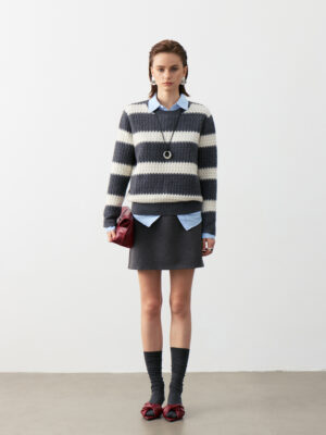 Textured Striped 100% Cashmere Crew Neck Sweaters (3 Styles)