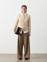 BEIGE FINE KNIT CASHMERE CARDIGAN