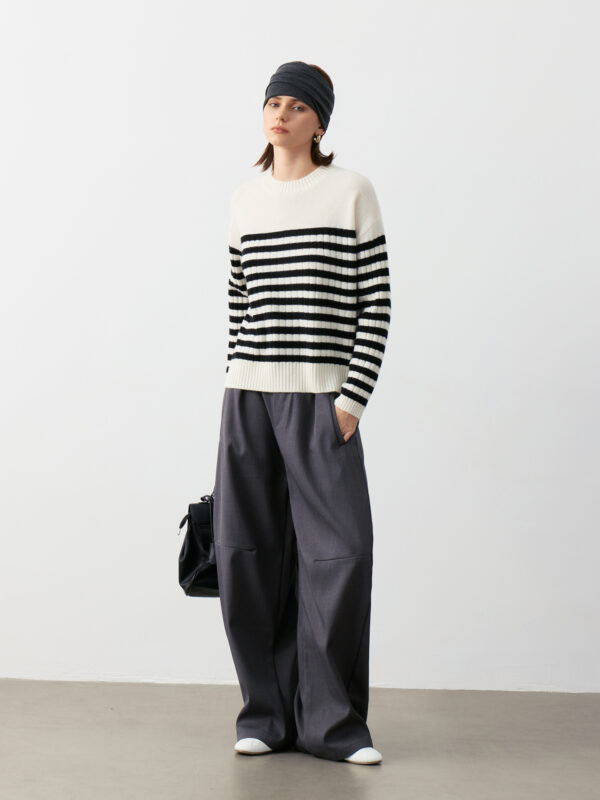 100% PURE CASHMERE STRIPED LUXURY SWEATER