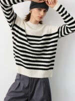100% PURE CASHMERE STRIPED LUXURY SWEATER