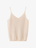 100% CASHMERE V-NECK CAMISOLE | JET BLACK & SOFT CREAM