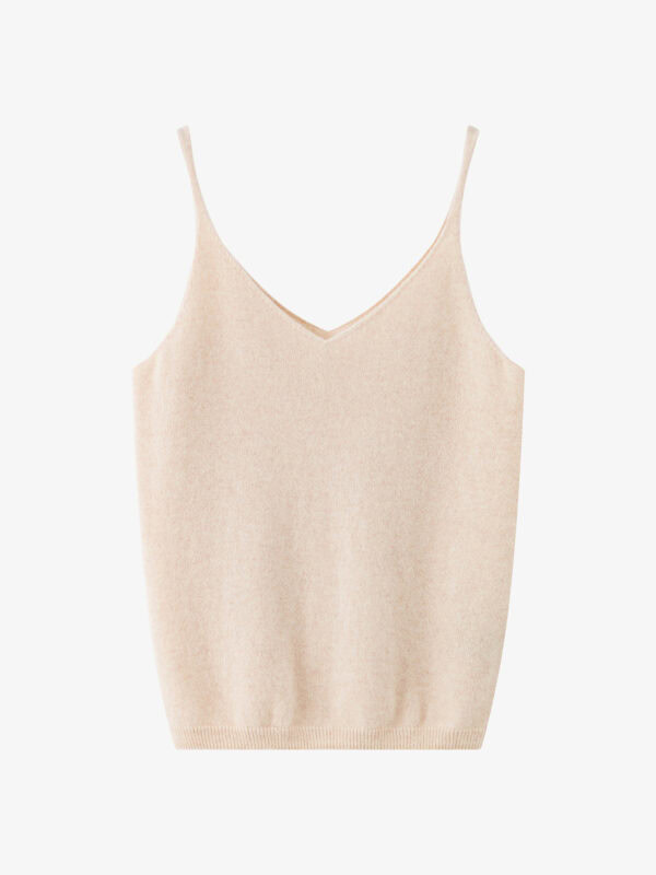 100% CASHMERE V-NECK CAMISOLE | JET BLACK & SOFT CREAM
