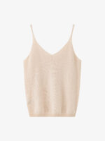 100% CASHMERE V-NECK CAMISOLE | JET BLACK & SOFT CREAM