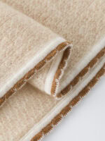 100% CASHMERE WRAP SHAWL WITH CONTRAST TRIM | TAUPE BROWN & SOFT BEIGE